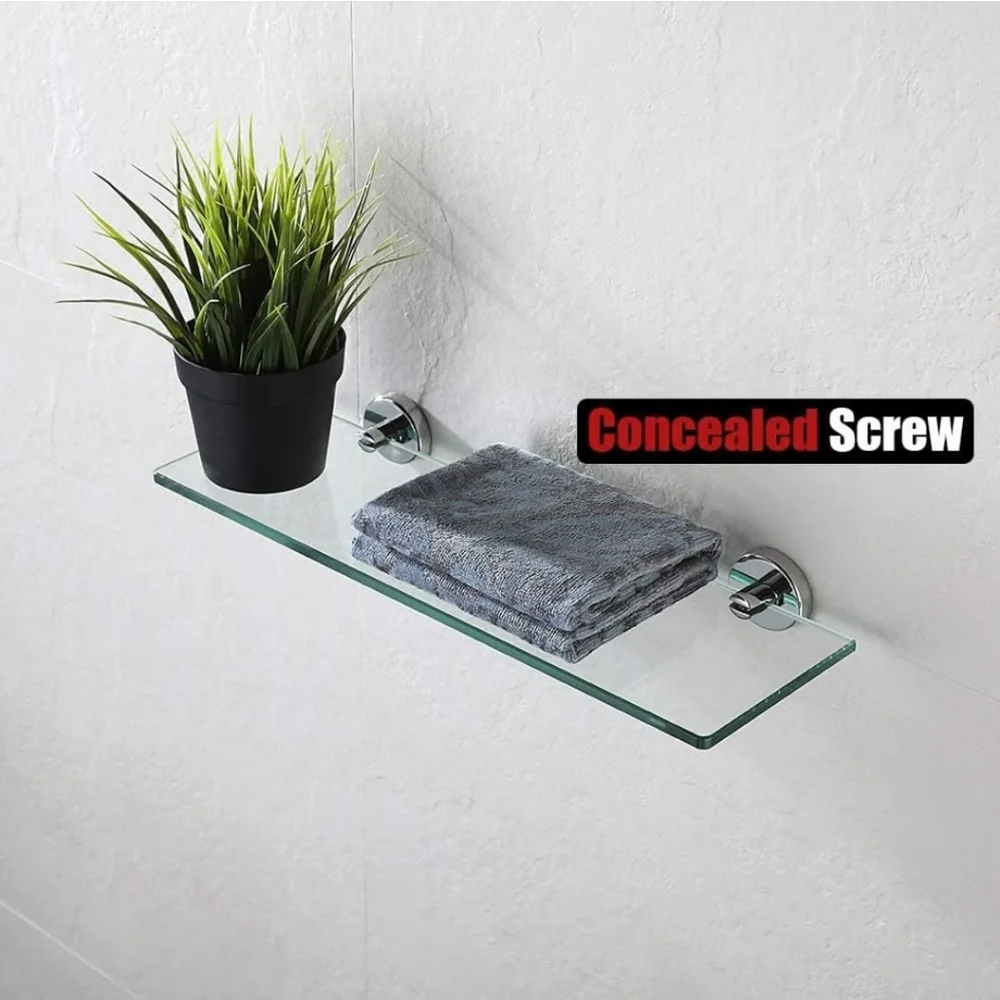 JQK Bathroom Glass Shelf Chrome